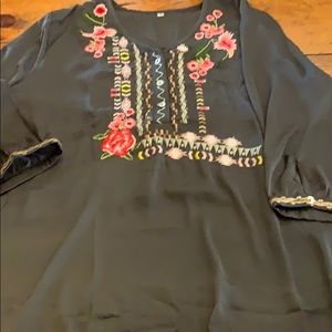 Gray top with flowers